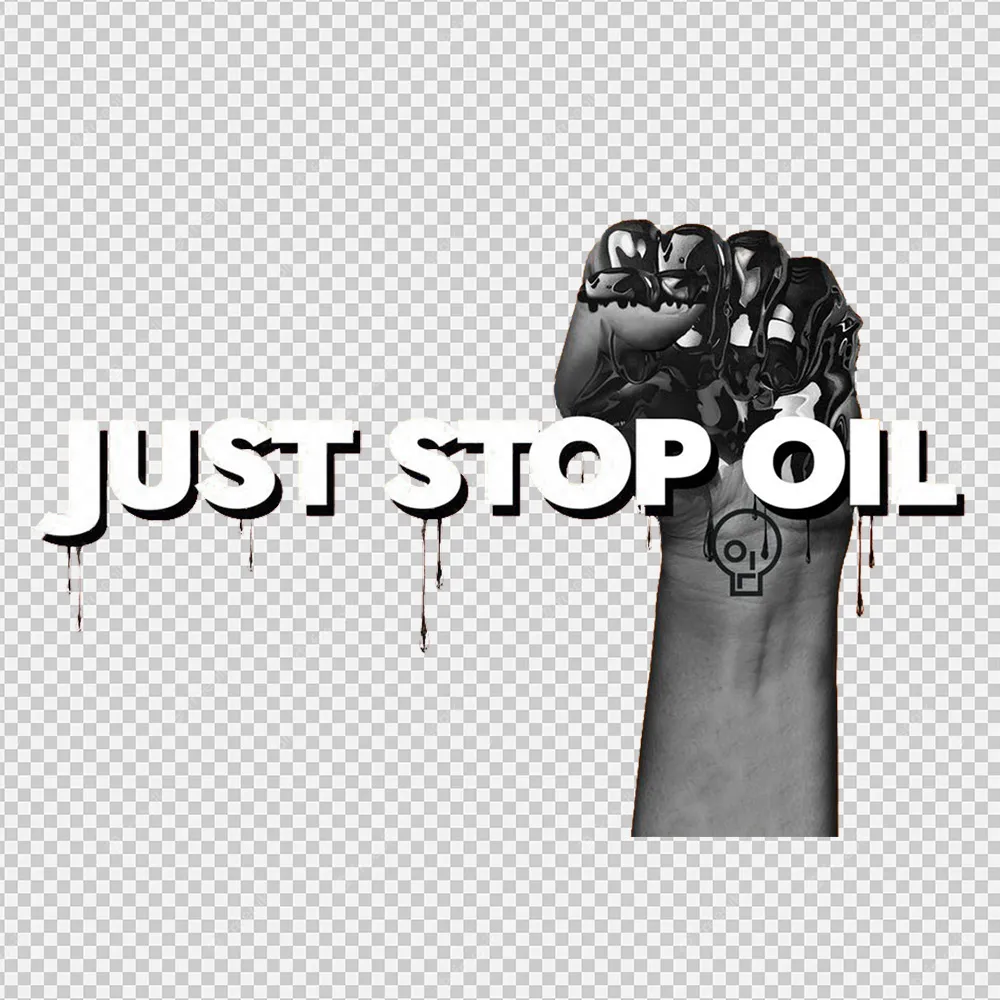 jus stop oil with hand logo png